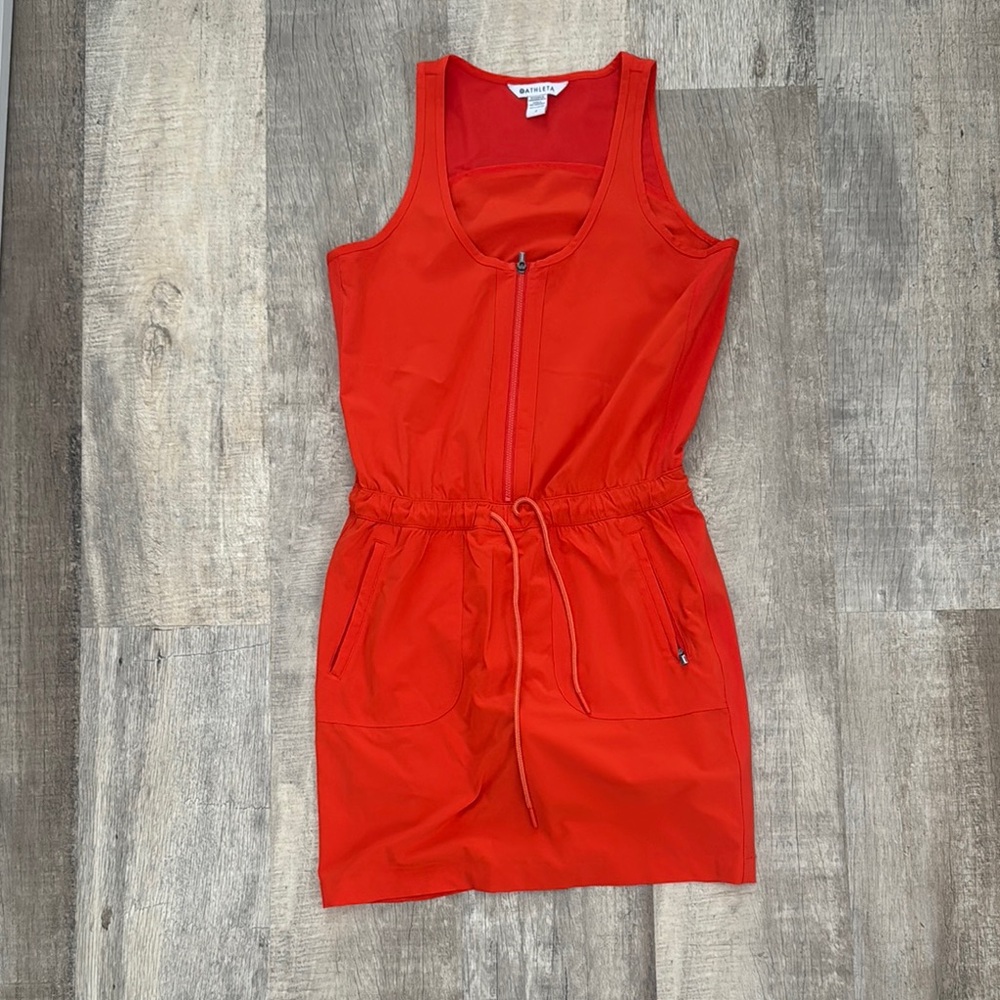Red Sleeveless Zip-Up Dress